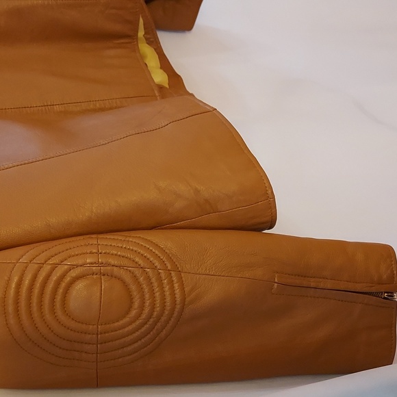 Baby Phat Women's Moto Leather Jacket Tan Cream Piping Removable Lining … - Picture 6 of 16